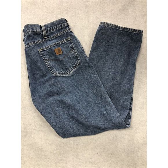 Carhartt Relaxed Fit Straight Leg Denim Blue Jeans Mens Size 40x32 C433 - Picture 1 of 9